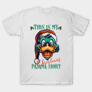 This Is My Christmas Pajama Outfit Xmas Lights Funny Duck T-Shirt